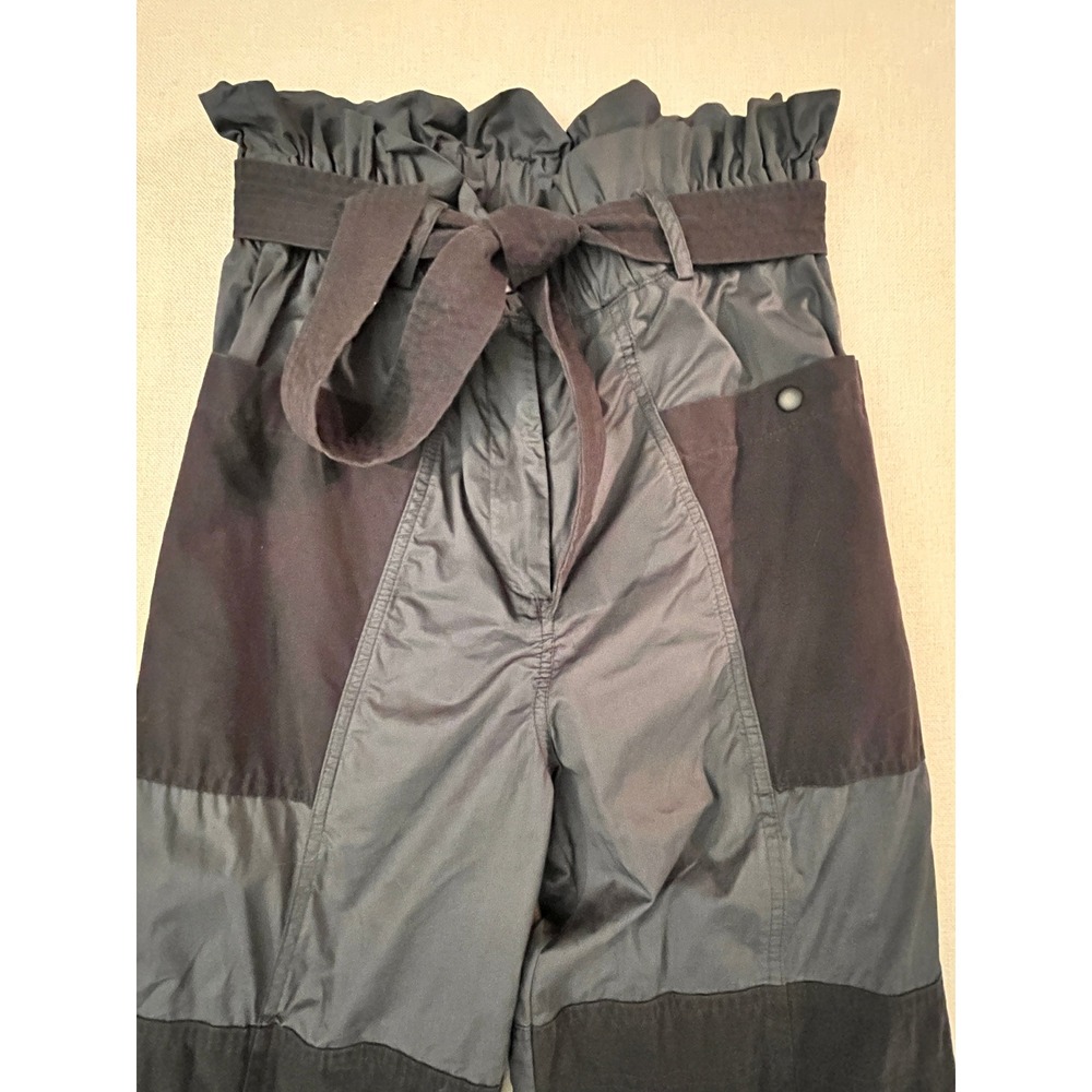Sea New York Utility Pants Womens 2 Black Colorblock Paperbag High Waist Ankle